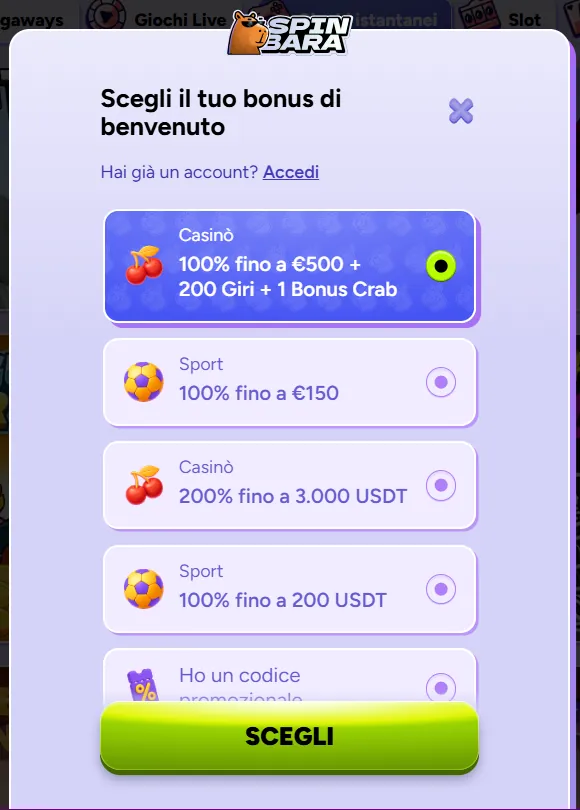 spinbara choose bonus page